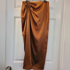 Here Comes The Sun Bronze Satin Skirt